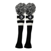 Majek Golf Black and White Hybrid Headcovers Pom Pom Knit Limited Edition Classic Vintage