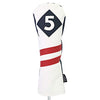 Majek Retro Golf Headcovers White Blue with Red Stripe Vintage Leather Style