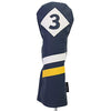 Majek Retro Golf Headcovers Blue White and Yellow Vintage Leather Style