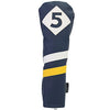 Majek Retro Golf Headcovers Blue White and Yellow Vintage Leather Style