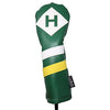Majek Retro Golf Headcovers Green White and Yellow Vintage Leather Style
