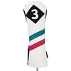 Majek Retro Golf Headcovers White Seafoam Teal Pink Stripe Vintage Leather Style