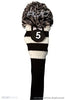 Majek Golf Black and White Driver and Woods Headcovers Pom Pom Knit Limited Edition Classic Vintage