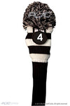 Majek Golf Black and White Hybrid Headcovers Pom Pom Knit Limited Edition Classic Vintage