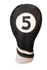 Majek Golf Headcovers Black and White Leather Style Headcovers