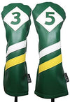 Majek Retro Golf Headcovers Green White and Yellow Vintage Leather Style