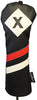 Majek Retro Golf Headcovers Black Red and White Vintage Leather Style