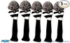 Majek Golf Black and White Driver and Woods Headcovers Pom Pom Knit Limited Edition Classic Vintage