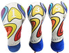 Majek Retro Headcovers Psychedelic Colorful Groovy Custom Design Vintage Leather Style