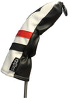 Majek Retro Golf Headcovers White Red and Black Vintage Leather Style