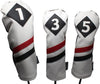 Majek Retro Golf Headcovers White Red and Black Vintage Leather Style