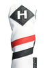 Majek Retro Golf Headcovers White Red and Black Vintage Leather Style