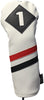 Majek Retro Golf Headcovers White Red and Black Vintage Leather Style