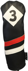 Majek Retro Golf Headcovers Black Red and White Vintage Leather Style