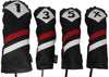 Majek Retro Golf Headcovers Black Red and White Vintage Leather Style