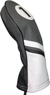 Majek Retro Golf Headcover Gray Black and White Vintage Leather Style #1 Driver
