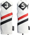 Majek Retro Golf Headcovers White Red and Black Vintage Leather Style