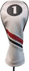 Majek Retro Golf Headcover White Red and Black Vintage Leather Style #1 Driver