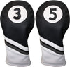 Majek Golf Headcovers Black and White Leather Style Headcovers