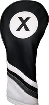 Majek Golf Headcovers Black and White Leather Style Headcovers