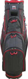 Rife Golf Premium Black Red Gray Cart Bag 10 inch, 14-Way Friendly Separator Top