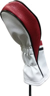 Majek Retro Golf Headcover White Red and Black Vintage Leather Style #1 Driver