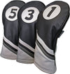 Majek Golf Headcovers Black and White Leather Style Headcovers